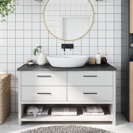 vidaXL Waschtischplatte Dunkelgrau 100x40x4 cm Massivholz Behandelt