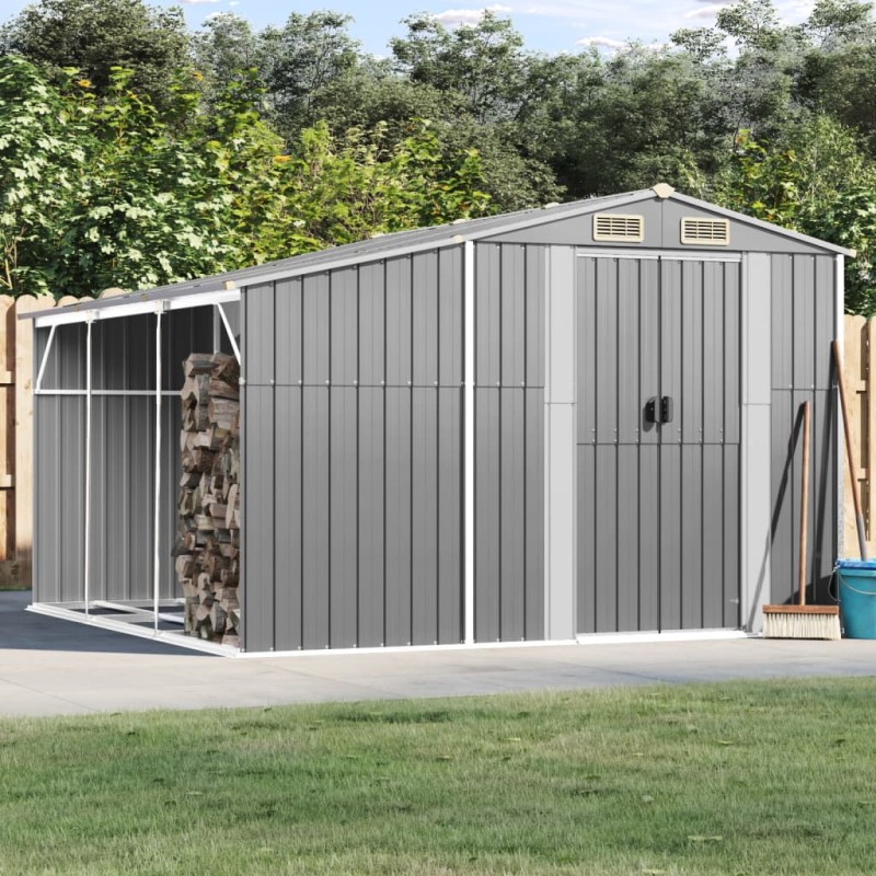 vidaXL Gerätehaus Grau 277x279x179 cm Verzinkter Stahl vidaXL Gerätehaus Grau 277x279x179 cm Verzinkter Stahl
