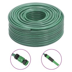 vidaXL Gartenschlauch mit Armaturen-Set Grün 0,6" 100 m PVC