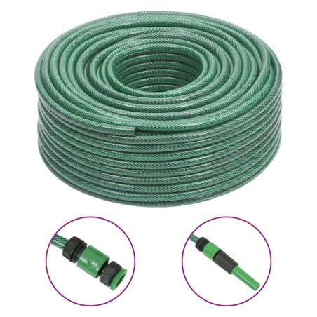 vidaXL Gartenschlauch mit Armaturen-Set Grün 0,6" 100 m PVC