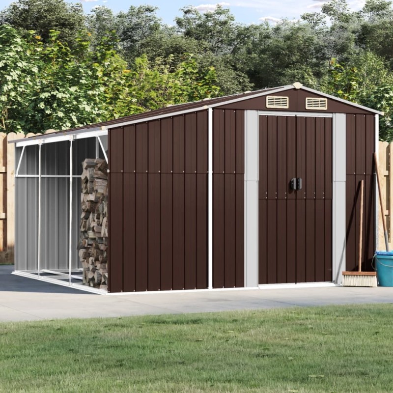 vidaXL Gerätehaus Braun 277x279x179 cm Verzinkter Stahl vidaXL Gerätehaus Braun 277x279x179 cm Verzinkter Stahl