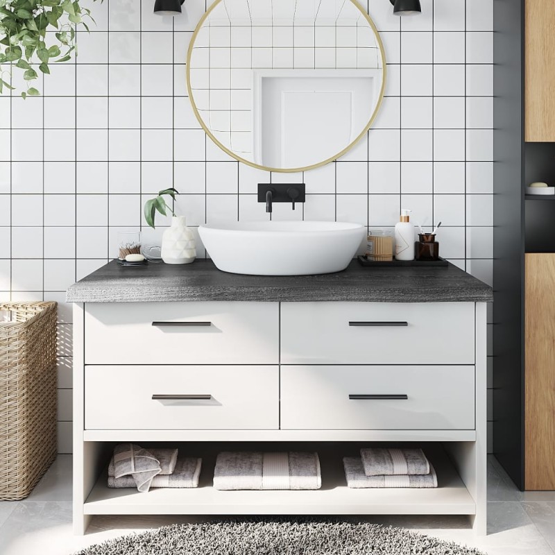 vidaXL Waschtischplatte Dunkelbraun 100x50x(2-6)cm Massivholz vidaXL Waschtischplatte Dunkelbraun 100x50x(2-6)cm Massivholz