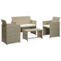 4-tlg. Garten-Lounge-Set mit Auflagen Beige Poly Rattan 4-tlg. Garten-Lounge-Set mit Auflagen Beige Poly Rattan