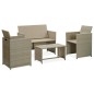 4-tlg. Garten-Lounge-Set mit Auflagen Beige Poly Rattan 4-tlg. Garten-Lounge-Set mit Auflagen Beige Poly Rattan