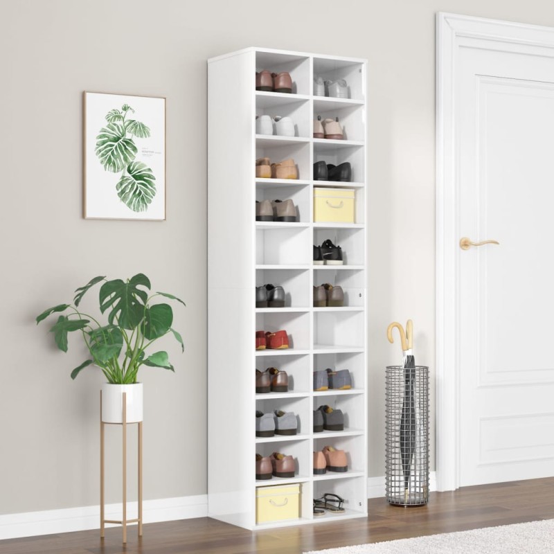 vidaXL Schuhschrank Hochglanz-Weiß 54x34x183 cm Holzwerkstoff vidaXL Schuhschrank Hochglanz-Weiß 54x34x183 cm Holzwerkstoff