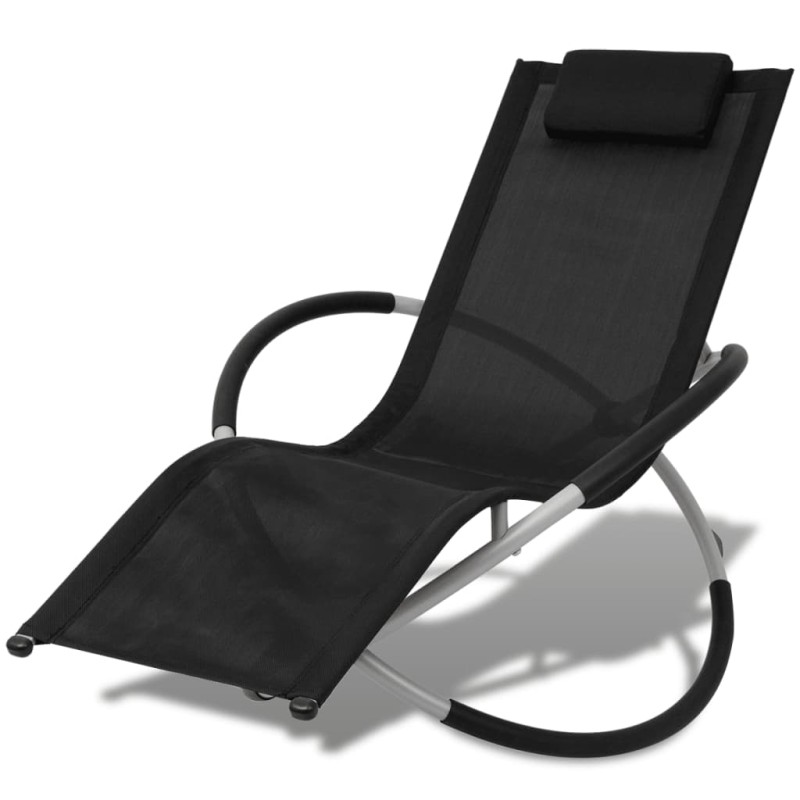 vidaXL Sonnenliege Geometrisch Outdoor Stahl Schwarz und Grau vidaXL Sonnenliege Geometrisch Outdoor Stahl Schwarz und Grau