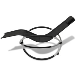 vidaXL Sonnenliege Geometrisch Outdoor Stahl Schwarz und Grau