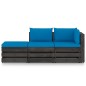 vidaXL 3-tlg. Garten-Lounge-Set mit Kissen Grau Imprägniertes Holz vidaXL 3-tlg. Garten-Lounge-Set mit Kissen Grau Imprägniertes Holz