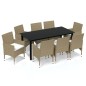 vidaXL 9-tlg. Garten-Essgruppe mit Kissen Poly Rattan Beige vidaXL 9-tlg. Garten-Essgruppe mit Kissen Poly Rattan Beige