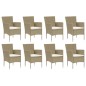 vidaXL 9-tlg. Garten-Essgruppe mit Kissen Poly Rattan Beige vidaXL 9-tlg. Garten-Essgruppe mit Kissen Poly Rattan Beige