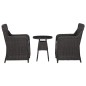 3-tlg. Garten-Bistro-Set mit Auflagen Poly Rattan Schwarz 3-tlg. Garten-Bistro-Set mit Auflagen Poly Rattan Schwarz