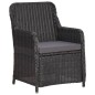 3-tlg. Garten-Bistro-Set mit Auflagen Poly Rattan Schwarz 3-tlg. Garten-Bistro-Set mit Auflagen Poly Rattan Schwarz