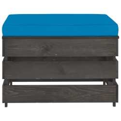 vidaXL Modulare Ottomane mit Kissen Grau Imprägniertes Holz