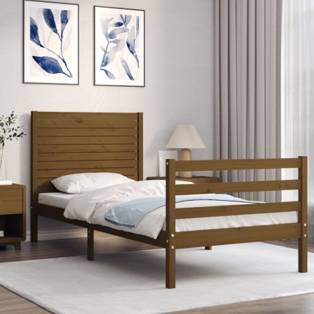vidaXL Massivholzbett mit Kopfteil Honigbraun 100x200 cm
