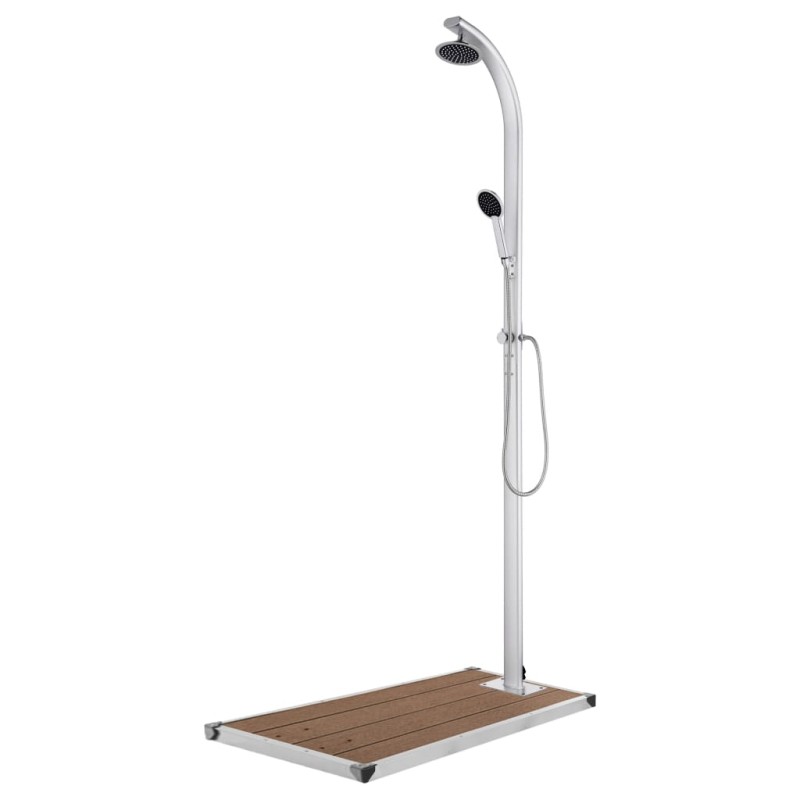 vidaXL Gartendusche mit Brauner Bodenplatte 220 cm Aluminium vidaXL Gartendusche mit Brauner Bodenplatte 220 cm Aluminium