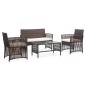 vidaXL 4-tlg. Garten-Lounge-Set mit Auflage Poly Rattan Braun vidaXL 4-tlg. Garten-Lounge-Set mit Auflage Poly Rattan Braun