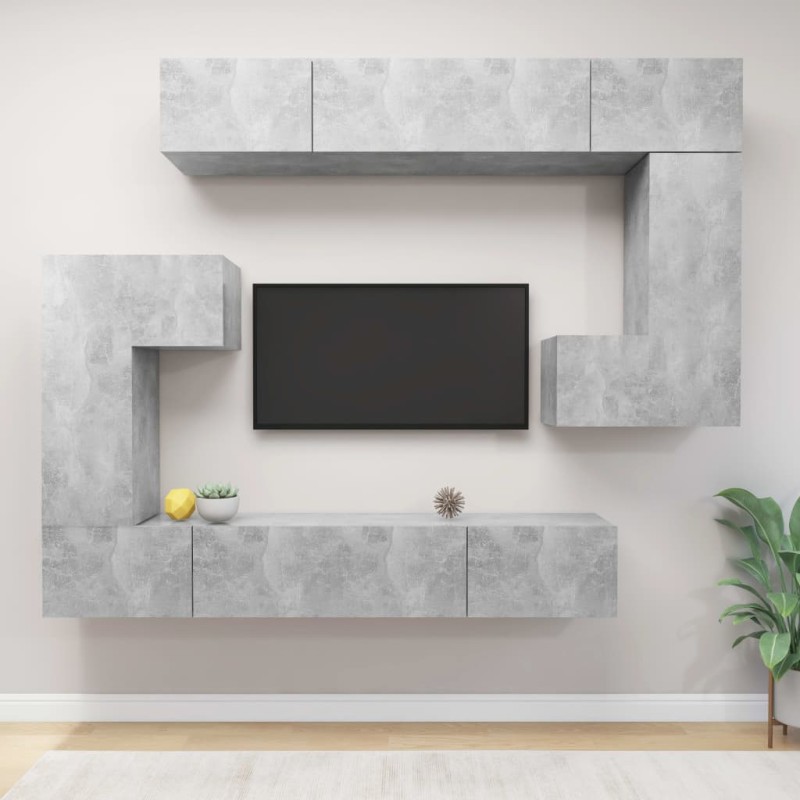 vidaXL 8-tlg. TV-Schrank-Set Betongrau Holzwerkstoff vidaXL 8-tlg. TV-Schrank-Set Betongrau Holzwerkstoff