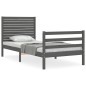 vidaXL Massivholzbett mit Kopfteil Grau 90x200 cm vidaXL Massivholzbett mit Kopfteil Grau 90x200 cm