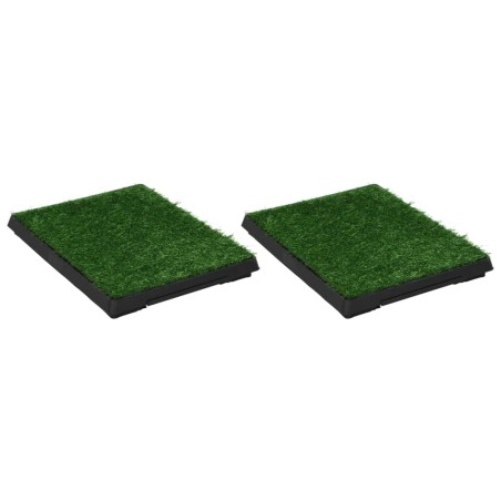 vidaXL Haustiertoiletten 2 Stk. mit Tablett Kunstrasen Grün 63x50x7 cm