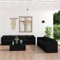 vidaXL 9-tlg. Garten-Lounge-Set mit Kissen Poly Rattan Schwarz vidaXL 9-tlg. Garten-Lounge-Set mit Kissen Poly Rattan Schwarz