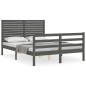 vidaXL Massivholzbett mit Kopfteil Grau 140x190 cm vidaXL Massivholzbett mit Kopfteil Grau 140x190 cm
