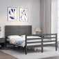 vidaXL Massivholzbett mit Kopfteil Grau 140x190 cm vidaXL Massivholzbett mit Kopfteil Grau 140x190 cm