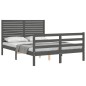 vidaXL Massivholzbett mit Kopfteil Grau 140x190 cm vidaXL Massivholzbett mit Kopfteil Grau 140x190 cm
