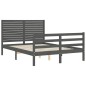 vidaXL Massivholzbett mit Kopfteil Grau 140x190 cm vidaXL Massivholzbett mit Kopfteil Grau 140x190 cm