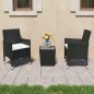 vidaXL 3-tlg. Bistro-Set Poly Rattan und Hartglas Schwarz vidaXL 3-tlg. Bistro-Set Poly Rattan und Hartglas Schwarz