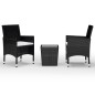 vidaXL 3-tlg. Bistro-Set Poly Rattan und Hartglas Schwarz vidaXL 3-tlg. Bistro-Set Poly Rattan und Hartglas Schwarz
