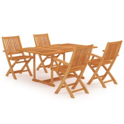 vidaXL 5-tlg. Garten-Essgruppe Massivholz Teak 