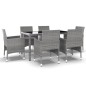 vidaXL 7-tlg. Garten-Essgruppe Poly Rattan und Hartglas Grau vidaXL 7-tlg. Garten-Essgruppe Poly Rattan und Hartglas Grau