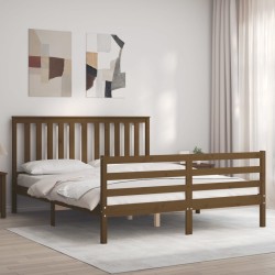 vidaXL Massivholzbett mit Kopfteil Honigbraun 160x200 cm