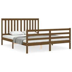 vidaXL Massivholzbett mit Kopfteil Honigbraun 160x200 cm