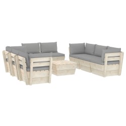 vidaXL 9-tlg. Garten-Sofagarnitur aus Paletten mit Kissen Fichtenholz 