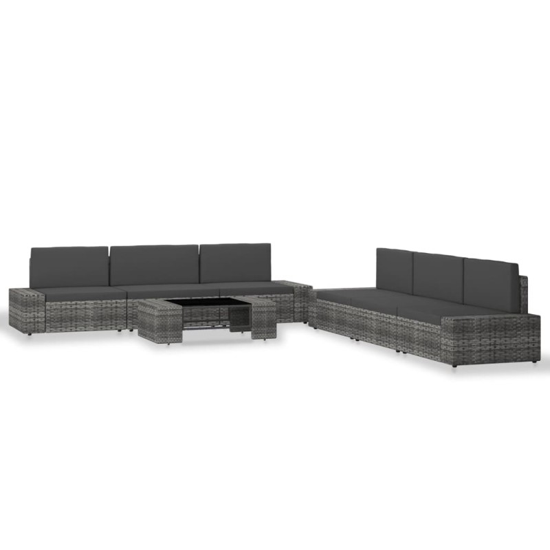 vidaXL 7-tlg. Garten-Lounge-Set Poly Rattan Grau vidaXL 7-tlg. Garten-Lounge-Set Poly Rattan Grau