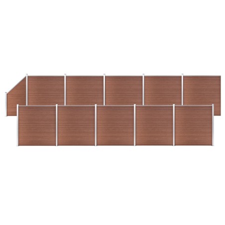 vidaXL WPC Zaun-Set 10 Quadrate + 1 Schräge 1830x186 cm Braun