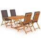 vidaXL 5-tlg. Garten-Essgruppe mit Grauen Kissen Massivholz Teak vidaXL 5-tlg. Garten-Essgruppe mit Grauen Kissen Massivholz Teak