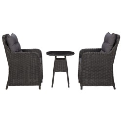 Gartenstühle 2 Stk. mit Teetisch Poly Rattan Schwarz