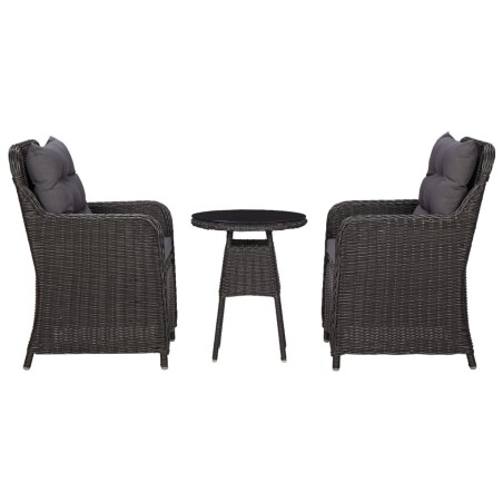 Gartenstühle 2 Stk. mit Teetisch Poly Rattan Schwarz