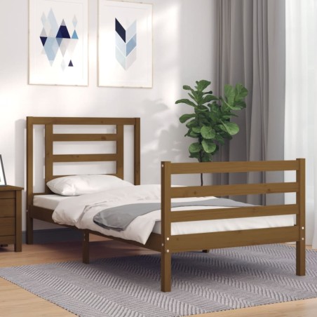 vidaXL Massivholzbett mit Kopfteil Honigbraun 90x200 cm