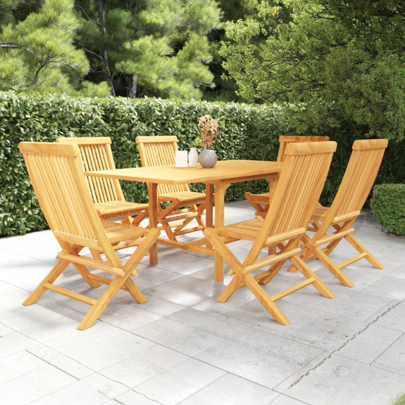 vidaXL 7-tlg. Garten-Essgruppe Massivholz Teak vidaXL 7-tlg. Garten-Essgruppe Massivholz Teak