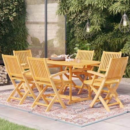 vidaXL 7-tlg. Garten-Essgruppe Massivholz Teak