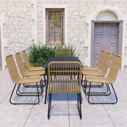 vidaXL 9-tlg. Garten-Essgruppe Poly Rattan und Glas