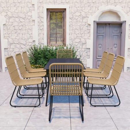 vidaXL 9-tlg. Garten-Essgruppe Poly Rattan und Glas