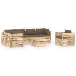 vidaXL 7-tlg. Garten-Lounge-Set mit Kissen Grün Imprägniertes Holz
