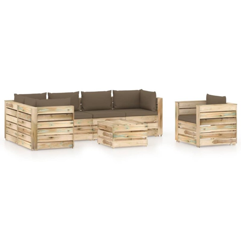 vidaXL 7-tlg. Garten-Lounge-Set mit Kissen Grün Imprägniertes Holz vidaXL 7-tlg. Garten-Lounge-Set mit Kissen Grün Imprägniertes Holz