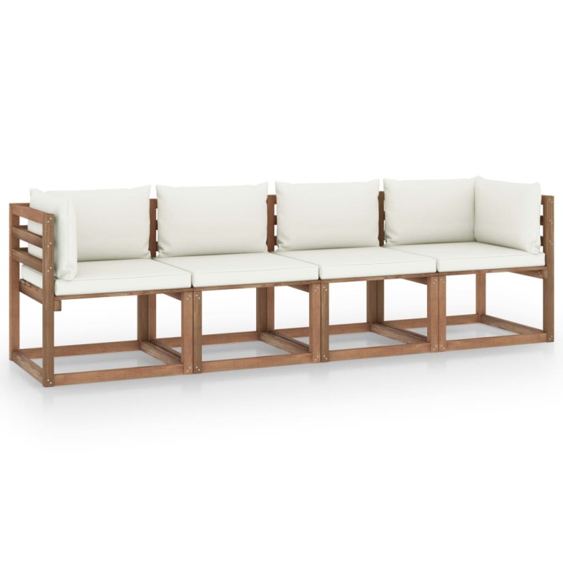 vidaXL Garten-Palettensofa 4-Sitzer mit Kissen Kiefernholz vidaXL Garten-Palettensofa 4-Sitzer mit Kissen Kiefernholz