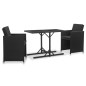 vidaXL 3-tlg. Garten-Essgruppe mit Auflagen Poly Rattan Schwarz vidaXL 3-tlg. Garten-Essgruppe mit Auflagen Poly Rattan Schwarz