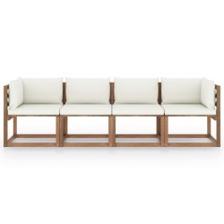 vidaXL Garten-Palettensofa 4-Sitzer mit Kissen Kiefernholz